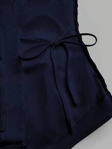 Franclia Women's Elegant 2026 Spring/Summer Asymmetric Sleeveless Ruched Metal Button Long Pants 2 Pieces Set - Royal Blue - View 6