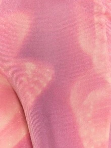MUSERA Ruffled Tie Waist Ombre Butterfly Printed Pattern Glitter Mesh Loose Fit Flared Lettuce Hem Trouser Coord Bottoms Only Beach Pink Summer Sexy - Purple - View 6