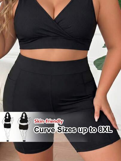 SHEIN CURVE+ Short de bain d'été pour femmes grande taille