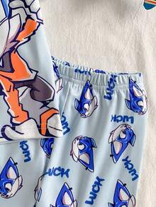 Set Piyama Celana Pendek Lengan Pendek Pas Badan untuk Anak Laki-Laki - Baby Blue - View 6