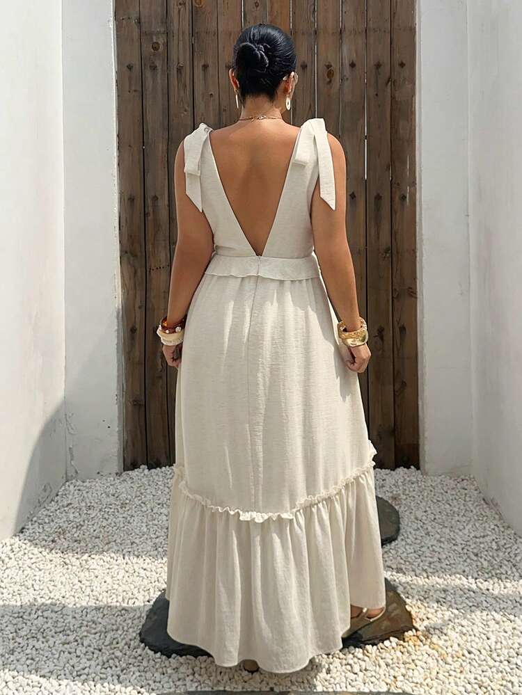 Dazy Plus White Dress, Elegant New Arrival, Casual Vacation Style, Spaghetti Strap, Plus Size, Women Spring/Summer Long Dress