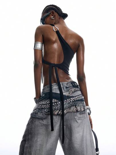 LYSMO 女士无袖露脐吊带性感背心，街头嘻哈夜店装