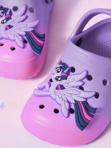 My Little Pony X SHEIN 可愛卡通紫色兒童抓地力增強園藝幼兒與嬰兒透氣快乾水鞋，輕量耐用EVA材質，遊樂場、游泳池、海灘淋浴滑行拖鞋涼鞋室內外通用 - 紫色 - 查看 2