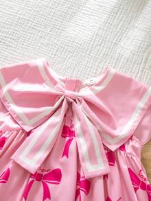 SHEIN 少女编织领蝴蝶结图案休闲无袖连衣裙 - 彩色 - 查看 10