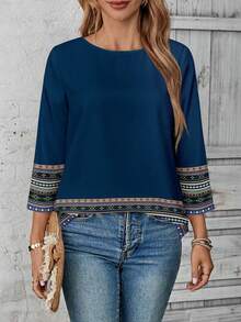 EMERY ROSE Top lindo para mujer para primavera, otoño, vacaciones y conciertos de música country - Azul - Ver 7