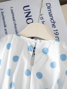 SHEIN Genkimix Kids 2件套女童蝴蝶结装饰休闲无袖上衣+纯色休闲短裤套装 - 藍白色 - 查看 4