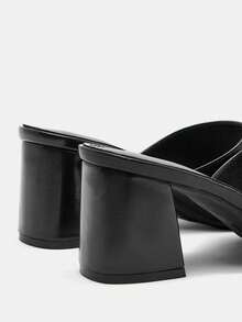 CUCCOO CURVES Giày nữ, giày cao gót mũi vuông, thiết kế khóa cài, đa năng, phù hợp mang hàng ngày, kiểu dáng rộng rãi, thích hợp cho giày cao gót. - màu đen - Xem 3