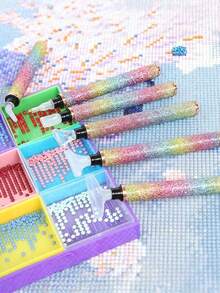 Sparkling Glitter Diamond Painting Pen Set,With 6 Replace Head,For Crafts Nail Art Cross Stitch, Rhinestone DIY Tools Kit - multicolor - View 2