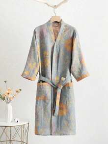SHEIN 1 chiếc, Áo choàng tắm họa tiết cổ điển, Áo choàng tắm bằng vải gạc cotton nguyên chất màu hồng/tím/xanh dương/xanh lá cây, Áo choàng tắm bằng vải gạc cotton nguyên chất, Áo choàng tắm mùa hè, Thấm nước và nhanh khô, Áo choàng tắm nữ, Khăn tắm mặc được, Bộ đồ ngủ mùa xuân và mùa hè, Vải gạc hai lớp, Hồng/tím/xanh dương/xanh lá cây, Đồ dùng phòng tắm, Đồ dùng gia đình - Nhiều màu - Xem 16