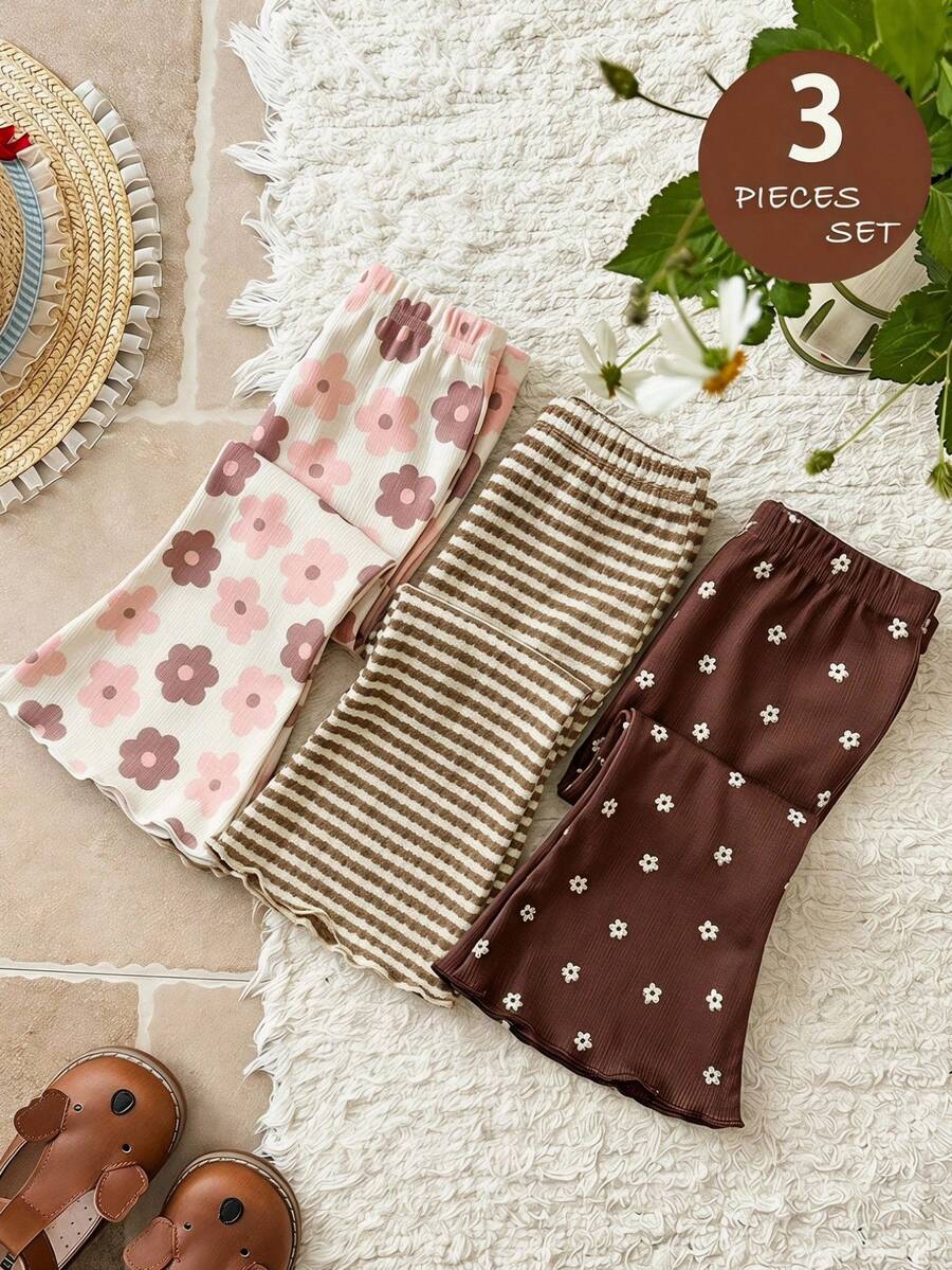 SHEIN Quần ống loe cạp chun cho bé gái - Nhiều màu - Xem 1