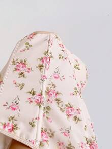 Soleia Women's Floral Print Spaghetti Strap Buttoned Camisole, Suitable For Beach, Seaside, Sexy, Dating,Summer Top - Pink - View 7
