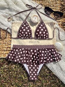 Elavelle Women's Random Print Halter Bikini Set, Spring/Summer - Multicolor - View 4