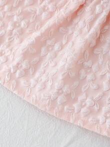 SHEIN Playful Pals 2件套女婴0-3岁春夏优雅甜美3D立体花卉提花领衬衫短裤两件套 - 粉色 - 查看 8