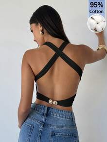 on cruce en la espalda sexy para mujer, para el verano - Burdeos - Ver 6