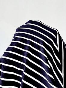 Vionelle Vestido casual canelado com capuz e cordão, tamanho grande. - Azul marinho - Ver 4