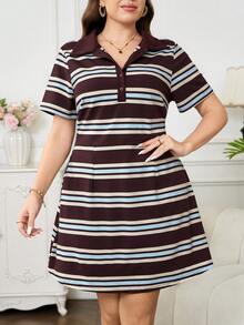 Chikora Vestido casual de manga corta talla grande, elegante y adecuado para vestidos casuales de verano para mujer, vestidos de mujer mini para primavera, vestidos casuales para mujer, nuevos lanzamientos, vestido de mujer, conjunto de verano para mujer, vestidos para mujer de talla pequeña, vestimenta casual de negocios para mujer - Multicolor - Ver 6