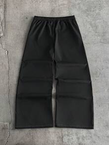 AXEPEAK Men's Single-Breasted Mid-Sleeve Shirt And Long Pants Casual Daily Suit - Black - View 11