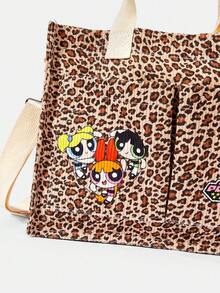 THE POWERPUFF GIRLS X SHEIN Túi đeo vai họa tiết da báo dành cho nữ, đa năng cho nhiều dịp, dung tích lớn, siêu nhẹ, bền, tiện dụng, giá trị thẩm mỹ cao, phong cách thời trang, phong cách giản dị, phong cách trung tính, phong cách thể thao, phong cách dễ thương, phong cách hoạt hình, dễ mang theo, thoáng khí, bền, có thể gấp gọn, chống bụi, thích hợp cho kỳ nghỉ, hoạt động ngoài trời, làm quà tặng văn phòng, đi làm, du lịch, nghỉ mát, sự lựa chọn của các bạn nữ trẻ và nhân viên văn phòng. - Mẫu báo - Xem 4