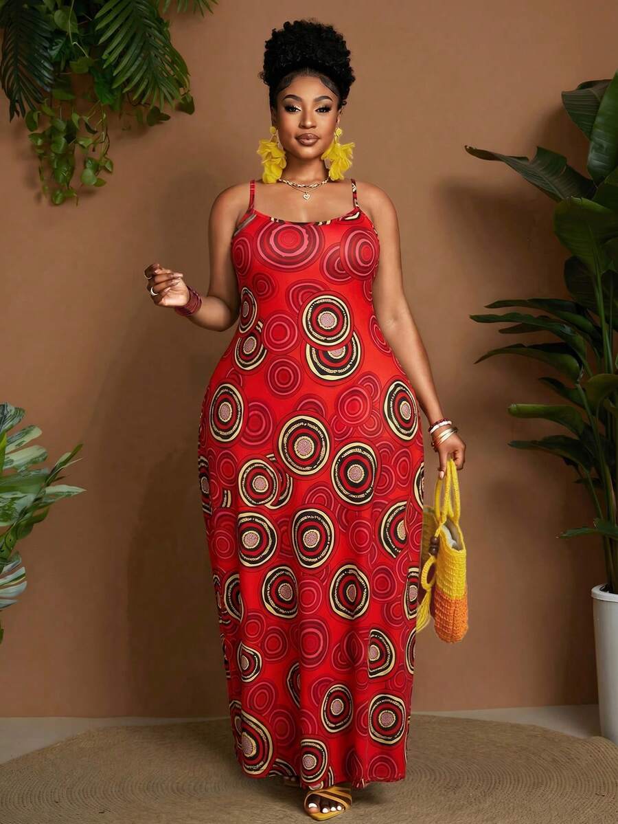Maweii Spring/Summer Leopard Print Color Block Knit Elastic Fabric Casual Elegant Flattering Dress, Fashion Design Daily/Beach/Date Outfit, Green Plus Size Maxi Dress - Multicolor - View 1