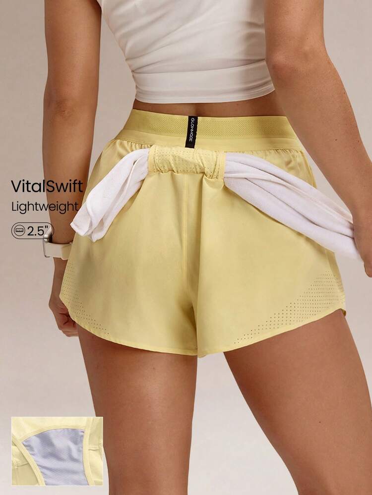 2.5'' VitalSwift Sunny Sprint Lightweight Quick-Dry Odor Control Side-Split Hem Mid Waist T-Shirt Hanging Storage Shorts Running Jogging Training Workout Gym Wear