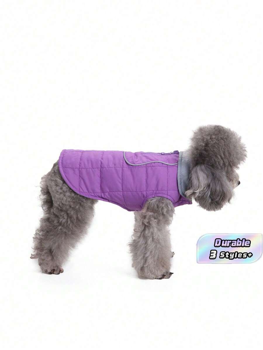 Warm Winter Dog Coat, Cold Weather Pet Jacket, Cold Weather Dog Coat, Dog Snow Suit, Dog Outdoor Padded Coat For Large | Medium And Small Dogs - Violet Purple - View 1
