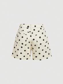 Sweetra Quần short denim nữ kiểu dáng thường ngày, họa tiết chấm bi, gấu quần rách, thích hợp cho kỳ nghỉ hè và đi làm hàng ngày. - trắng - Xem 2