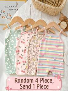 Baby Girl Casual Strap Romper, Suitable For Spring & Summer - Multicolor - View 1