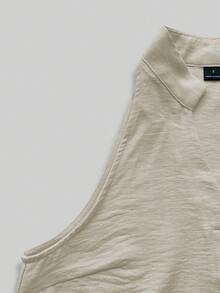 EMERY ROSE Women's Sleeveless Mandarin Collar Linen-Like Tank Top, Versatile And Slimming For Commuting - Apricot - View 5