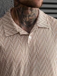 Manfinity CasualCool 男士休闲宽松短袖Polo衫套装，外出必备，送给家人或男友的礼物 - 杏色 - 查看 3