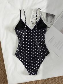 Traje de baño de una pieza con escote en V, tirantes de espagueti y volantes, diseño de parches y estampado de guinga retro marrón, ideal para deportes y playa, vacaciones de primavera y verano.Traje de baño 2026.Estilo francés.Traje de baño d - Multicolor - Ver 7