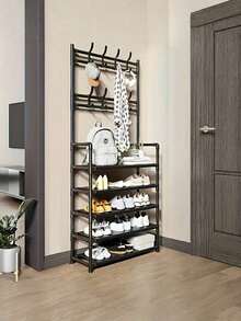 Coat Rack, Shoe Rack With 8 Detachable Hooks And 5-Tier Shoe Rack, Independent 16mm Tubular Coat Rack, Suitable For Hallways, Entrances, Living Rooms, And Dormitories. - Multicolor - View 13