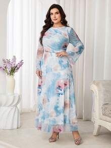 Modelyn Vestido midi elegante con estampado floral para talla grande, ideal para ir al trabajo - Multicolor - Ver 3