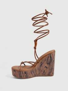 CUCCOO SZL Women's High Platform Fashion Sandals, Summer For Christmas Spring Shoes Summer Shoes - Brown sheep pattern - View 5