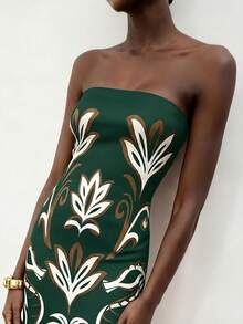 CAJUNI Vestido midi elegante de vacaciones con diseño de caballito de mar - Verde Oscuro - Ver 3