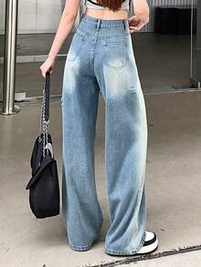 DAZY Women's Casual Washed Distressed Denim Jeans Petite - Blue - View 5
