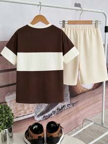 SHEIN Vacaura 青少年男孩休闲酷炫舒适长袖连帽衫和裤子套装 - 彩色 - 查看 2