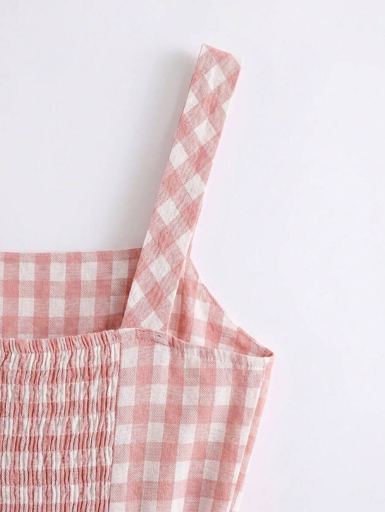 Pink Gingham Mini Dress With Belt And Smocked Back Spring Summer Cute Holiday Dress Summer Dress Casual Vacation Outfit French Style Dress