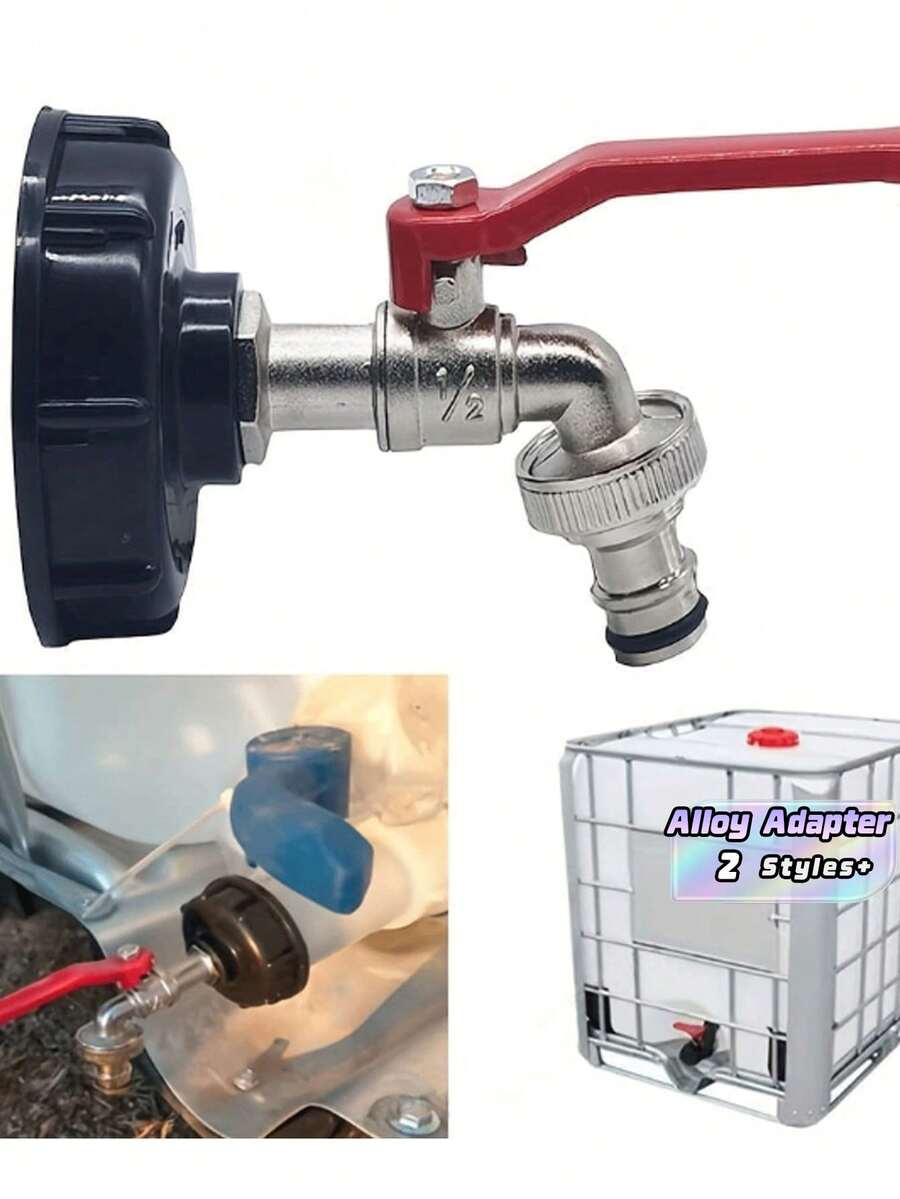 1个快速连接合金水龙头适配器,适用于264.17加仑IBC水箱 - S60X6螺纹,耐用金属和塑料花园软管接头 - A - 查看 1