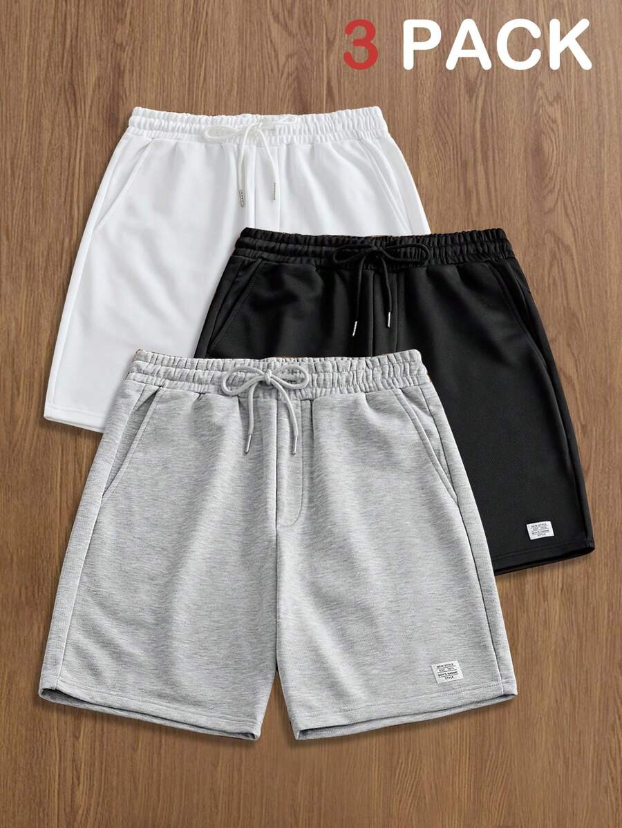 SWAVVY Men's Casual Solid Color Shorts, Summer - Multicolor - View 1