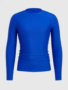 HIMLAND Men's Rash Guard Swimwear, Beach & Pool Separate Swim Top, Vacation, Father's Day Gifts - Blue - View 4