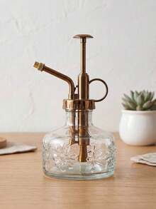 Haus Hana 1 Piece Retro Relief Sunflower Transparent Glass Small Spray Bottle Press Gardening Watering Kettle For Home Use - multicolor - View 1