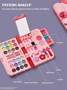 Set de accesorios para el cabello de niña: cuaderno rosa, caja de plástico con juguete de maquillaje. Regalo de juguete (color y colocación aleatorios). - Rosa - Ver 7