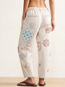 Bohemela Quần jean denim nữ thời trang, đa năng, in hoa, có túi. - Nhiều màu - Xem 2