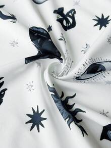 Whyspr Fashionable Shirt Collar Short Sleeve Printed Dress - White - View 8