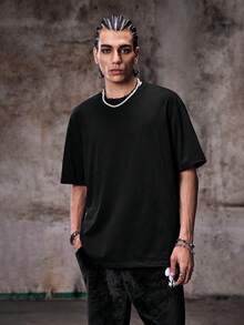 Skyrend Loose Fit Men's Wings Pattern Laser Cut Out Mesh Panel T-Shirt, Summeremo - Black - View 2
