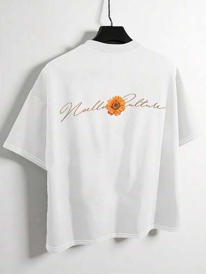 Chillumni Men's Street Style Graphic T-Shirt, Letter Print Personality Cropped Tee, Suitable For Summer Casual Wear