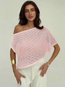 Women's Casual Solid Color Asymmetrical Top, Summer, Summer Top - 粉色 - 查看 3
