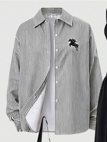 SHEIN 三件套少女休闲通勤套装，包含精致清新印花衬衫、基础款吊带背心和纯色阔腿裤，适合春夏穿着。 - 黑色 - 查看 3
