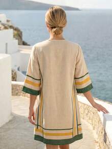 SHEIN Holidaya Đầm nữ kẻ sọc cổ chữ V không tay dáng rộng thoải mái - Nhiều màu - Xem 2