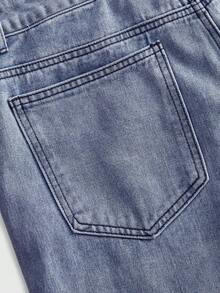 ROMWE MEN Men's Casual Fashion Street Sparkling Diamond Embroidery Pattern Denim Shorts, Summer - Blue - View 5